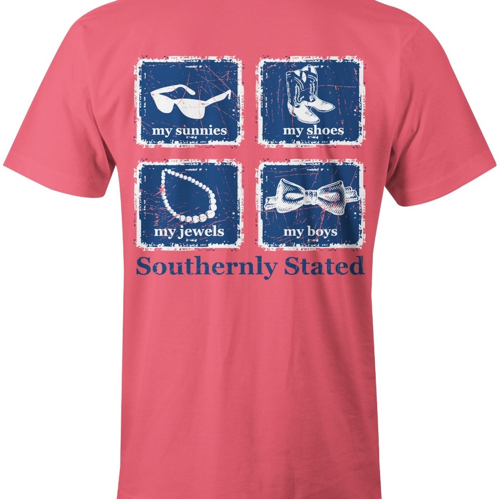 • {Southernly Stated} Red Front Pocket Tee